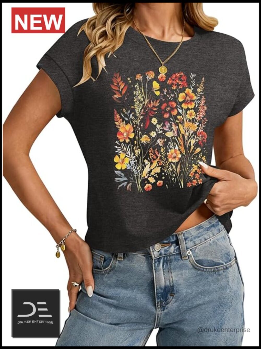 Women's Cap Sleeve Graphic Tee Crew Neck Casual Vintage Cotton Blend Top